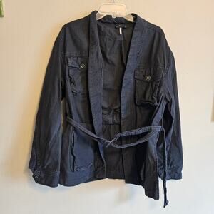Free People Cargo Utility Belted Jacket Size Small Black In Our Nature